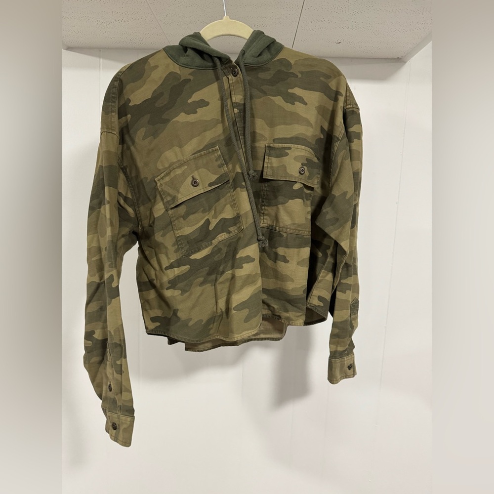 American Eagle AEO Camo Crop Jacket Sweatshirt Hoodie Women's Size XL